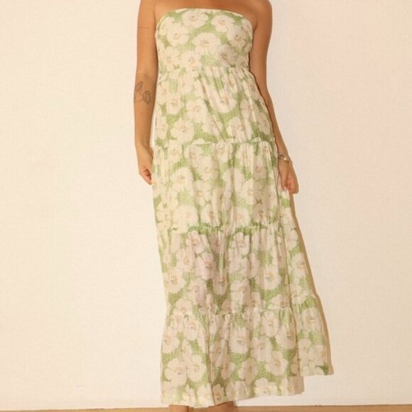 The Wild Clover Dresses & Skirts - 1 LEFT!! JUST A FEELING GREEN FLORAL MAXI DRESS